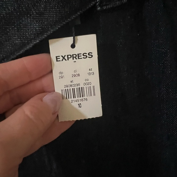 Express 10 Belted Cropped Wide Leg Super High Rise Rinse Denim Womens Jeans NWT - Picture 4 of 5